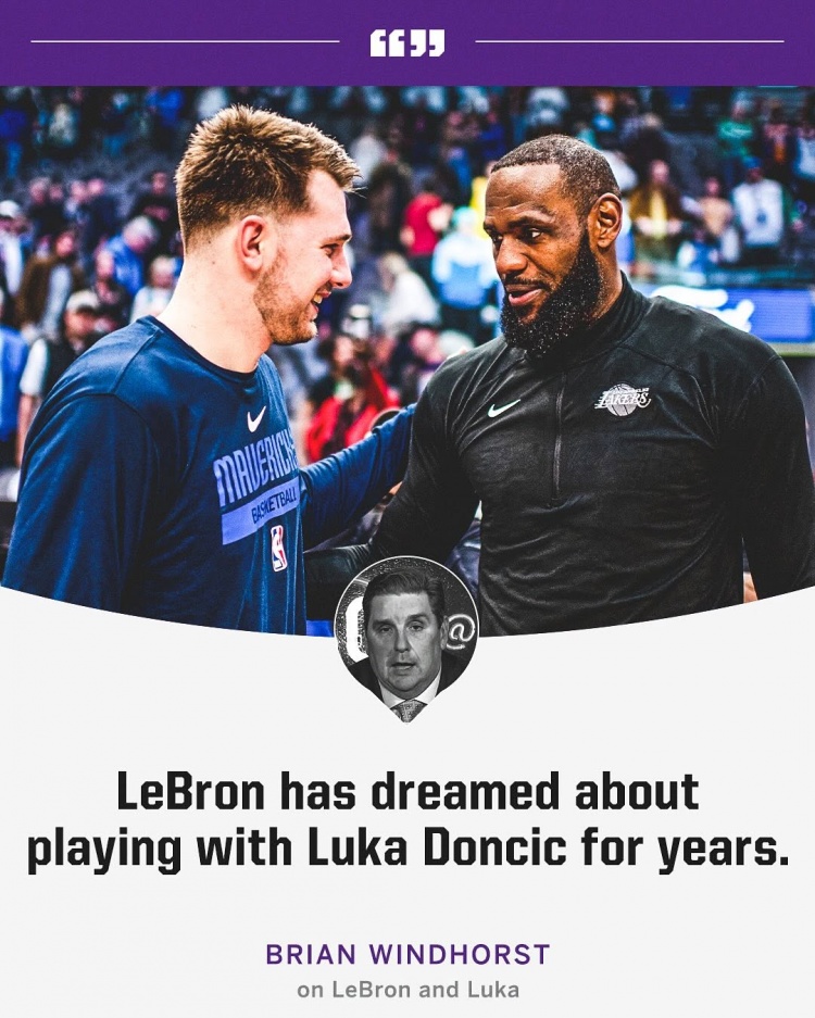  Windhorst：詹姆斯想和东契奇合作已经好几年了 他特别特别想